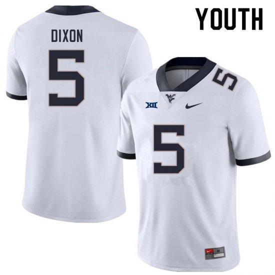 Youth West Virginia Mountaineers NCAA #5 Lance Dixon White Authentic Nike Stitched College Football Jersey RP15P33FM